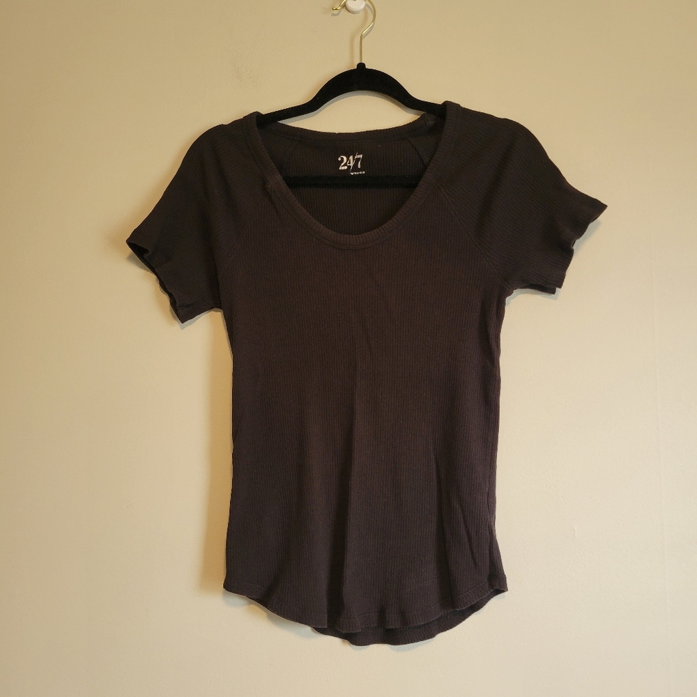Maurices Black Short Sleeve Scoop Neck Ribbed Tee Size XXL